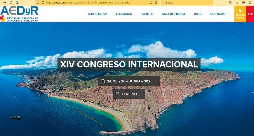 Del 24 al 26 de junio de 2025, Tenerife se convertirá en el epicentro de la innovación en desalación y reutilización de agua con la celebración del XIV Congreso Internacional de la Asociación Española de Desalación y Reutilización (AEDyR). La cita contará con la participación de los secretarios de Estado de Medio Ambiente, Hugo Morán Fernández, y de Agricultura, Begoña García Bernal, junto a autoridades locales y representantes institucionales.

Este evento reunirá a profesionales de administraciones públicas, empresas, centros de investigación y expertos internacionales con el objetivo de debatir sobre las últimas tendencias en tecnologías aplicadas al ciclo del agua: inteligencia artificial, economía circular, energías limpias y más.


Innovación, tecnología y sostenibilidad en el centro del debate

Conmemorando el 60 aniversario de la primera planta desaladora en España, el programa del congreso incluye más de 100 ponencias, mesas redondas y debates que abordarán los principales retos del sector hídrico en el actual contexto de cambio climático.

Uno de los espacios destacados será el II Salón Tecnológico de Desalación y Reutilización, donde empresas líderes del sector mostrarán sus productos y servicios más innovadores, consolidando la transferencia tecnológica como un pilar clave para avanzar hacia un modelo más sostenible.

Como parte del evento, también se entregarán los AEDyR Awards, que reconocen los logros más destacados del sector.

Previo al congreso, el 23 de junio se celebrará el taller ‘Nexo Agua-Energía – Proyecto Sol2H2O’, organizado por el Instituto Tecnológico de Canarias y la Plataforma Solar de Almería, con el objetivo de analizar las oportunidades de las nuevas tecnologías para el tratamiento de aguas residuales con energía solar.
Además, el 27 de junio se inaugurará el nuevo Centro de Innovación y Desarrollo WAVE en Adeje. Impulsado por Aqualia, Entemanser y el Ayuntamiento de Adeje, este centro se centrará en la desalinización, valorización de salmueras y energías renovables. Conoce más sobre el ciclo del agua y cómo lo abordamos en ISEGA.

Este congreso llega en un momento decisivo, en el que el cambio climático y la escasez de recursos hídricos exigen nuevas soluciones y mayor cooperación entre administraciones y empresas. Desde ISEGA, empresa especializada en soluciones tecnológicas para la gestión del agua, consideramos imprescindible fomentar la innovación, la eficiencia energética y la sostenibilidad en todos los procesos del ciclo del agua.
El congreso representa una oportunidad estratégica para el intercambio de conocimientos, el fortalecimiento de alianzas público-privadas y la adopción de soluciones con impacto real. Las inscripciones ya están disponibles en la página web oficial de AEDyR.
